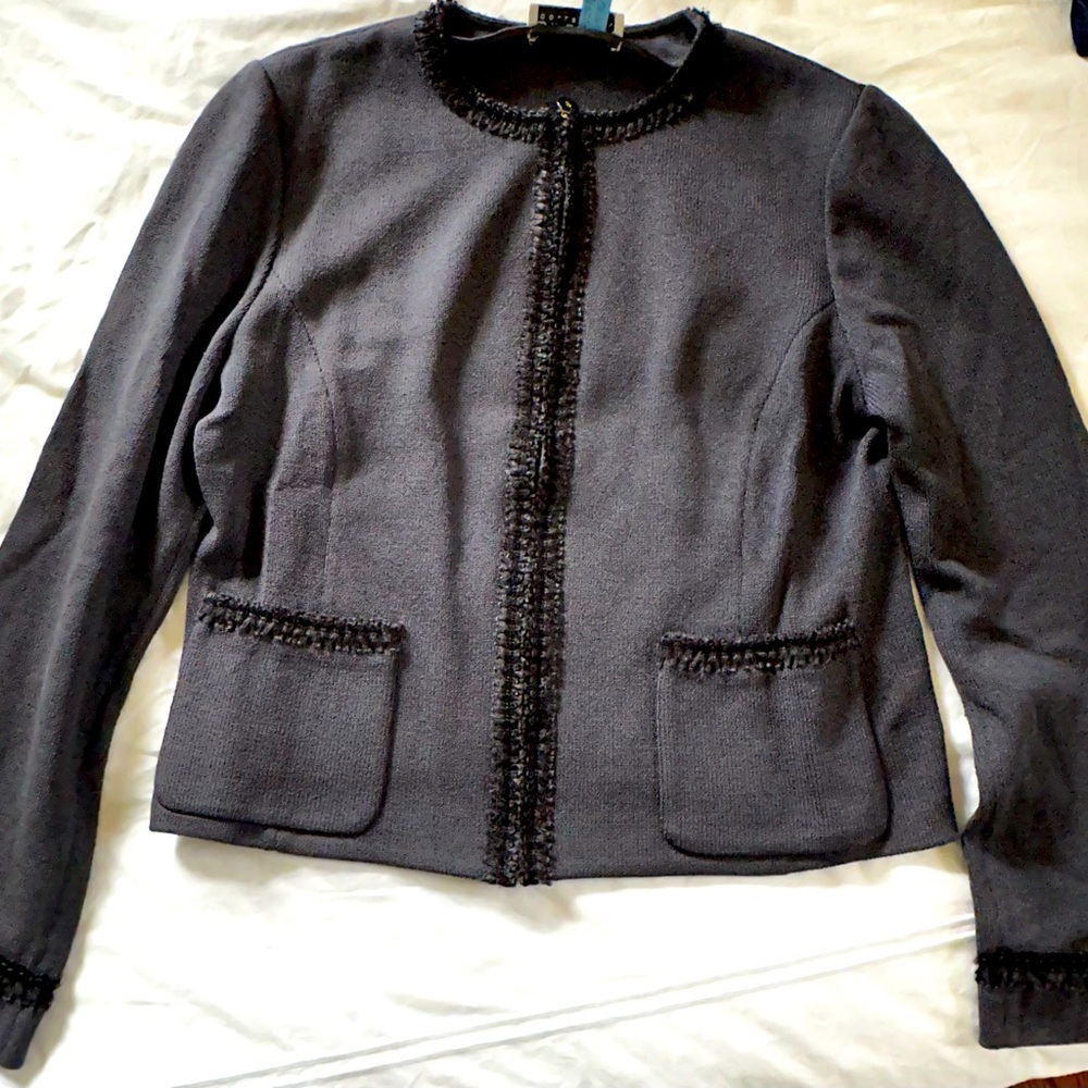 St John sweater blazer grey and black. XL
